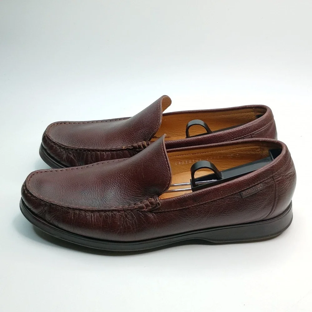 Mephisto Loafers Slip On Men Size 9.5 Brown Pebbled Leather Moc Toe Shoes